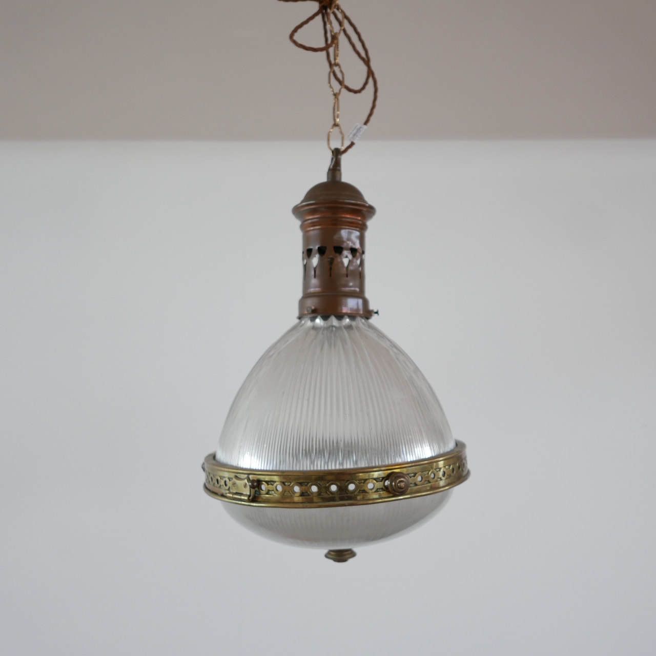 Antique French Holophane Pendant Light photo vintage