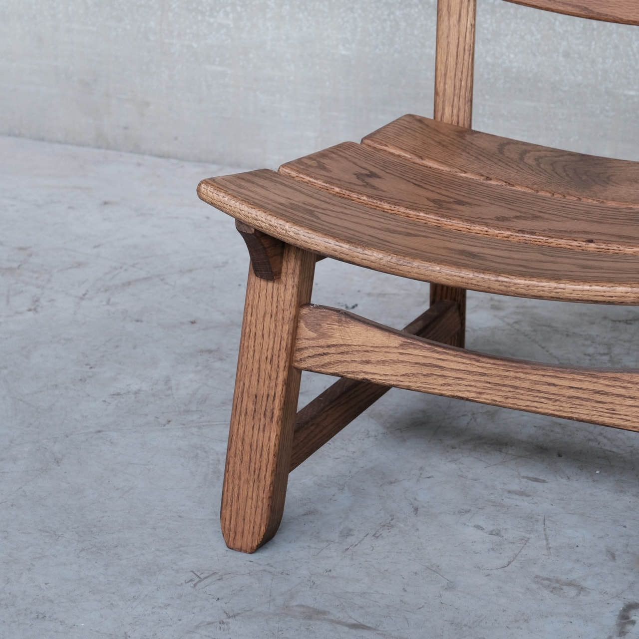 Brutalist Mid Century Low Wooden Lounge Chairs (7) photo vintage