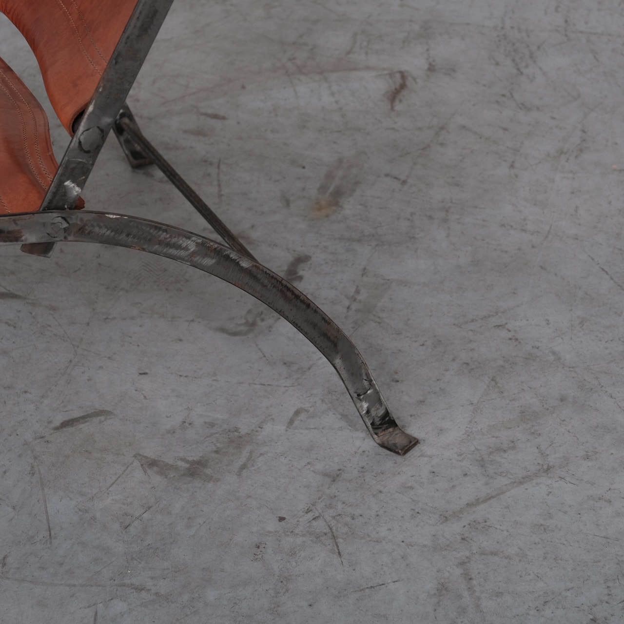 Pair Of Mid Century Leather And Metal Folding Armchair photo Furniture
