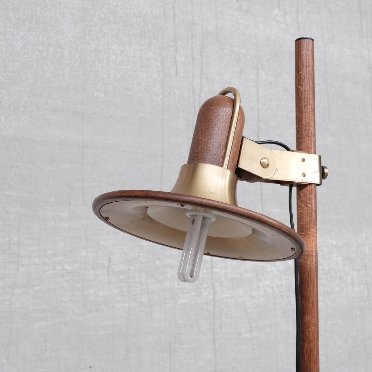 Lighting Brass And Teak Mid Century French Floor Lamp photo