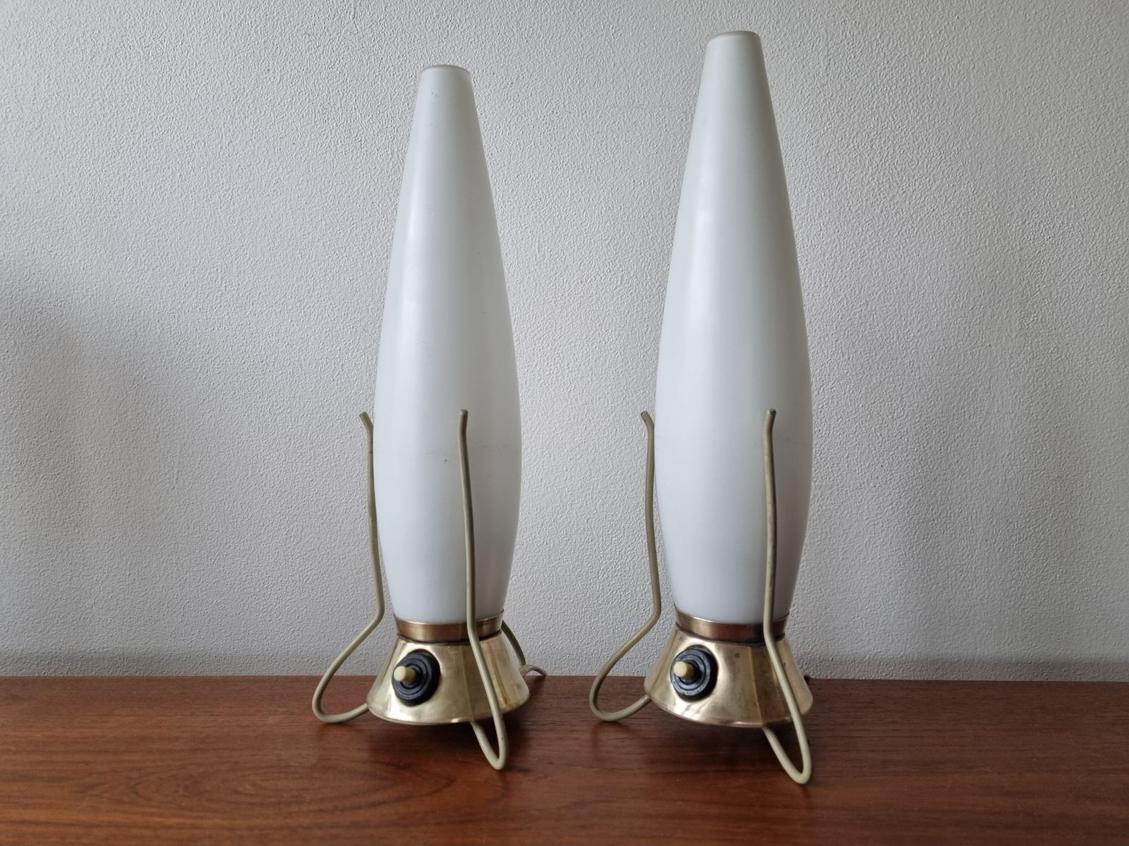 Pair Of Mid Century Table Lamps Zukov, Rockets, 1960s photo Lighting