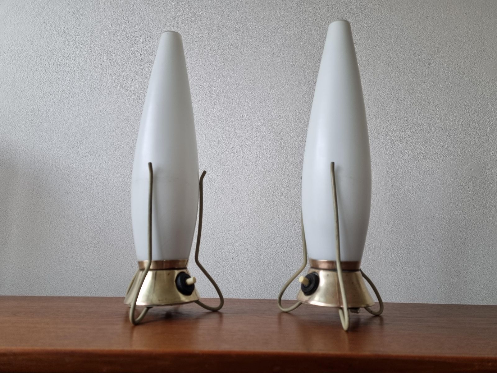 Pair Of Mid Century Table Lamps Zukov, Rockets, 1960s photo vintage