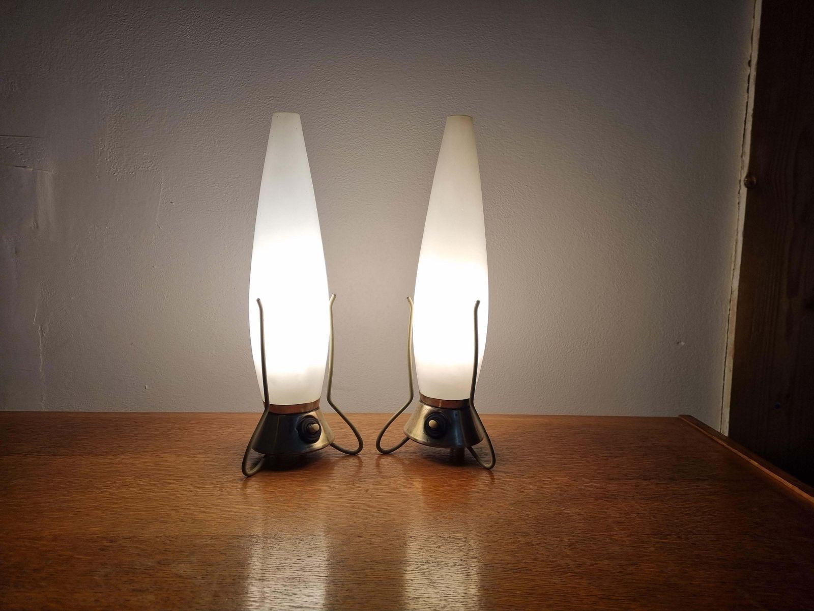 Lighting Pair Of Mid Century Table Lamps Zukov, Rockets, 1960s photo