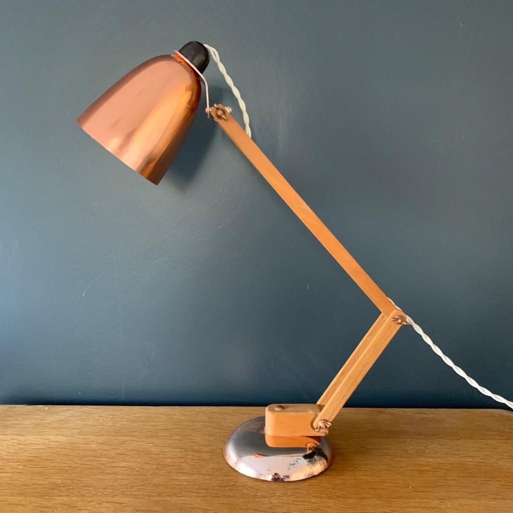 Vintage Maclamp In Copper With Wooden Arms