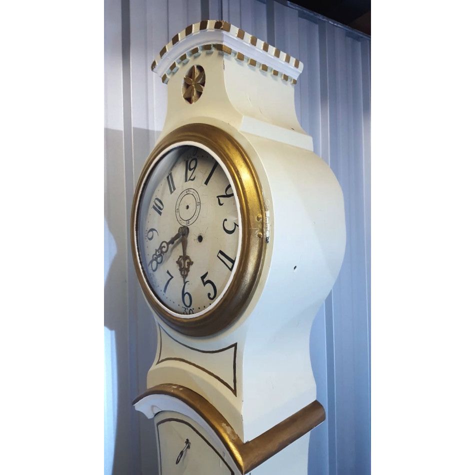 White Antique Swedish Mora Clock Fryksdall photo for sale