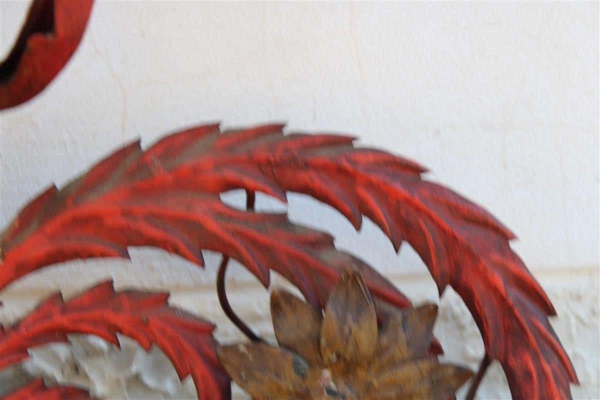 photo buy Large Decorative Floral Applique Of 1930 Italian In Red Lacquer With Flowers And