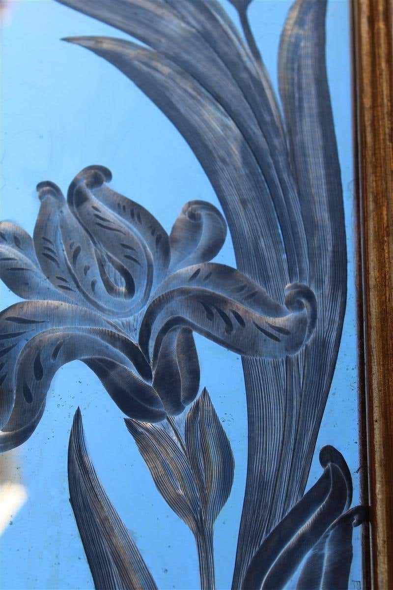 Home Decor Decorative Mirror France 1930 With Engravings In Silver Floral Frame In Gold photo