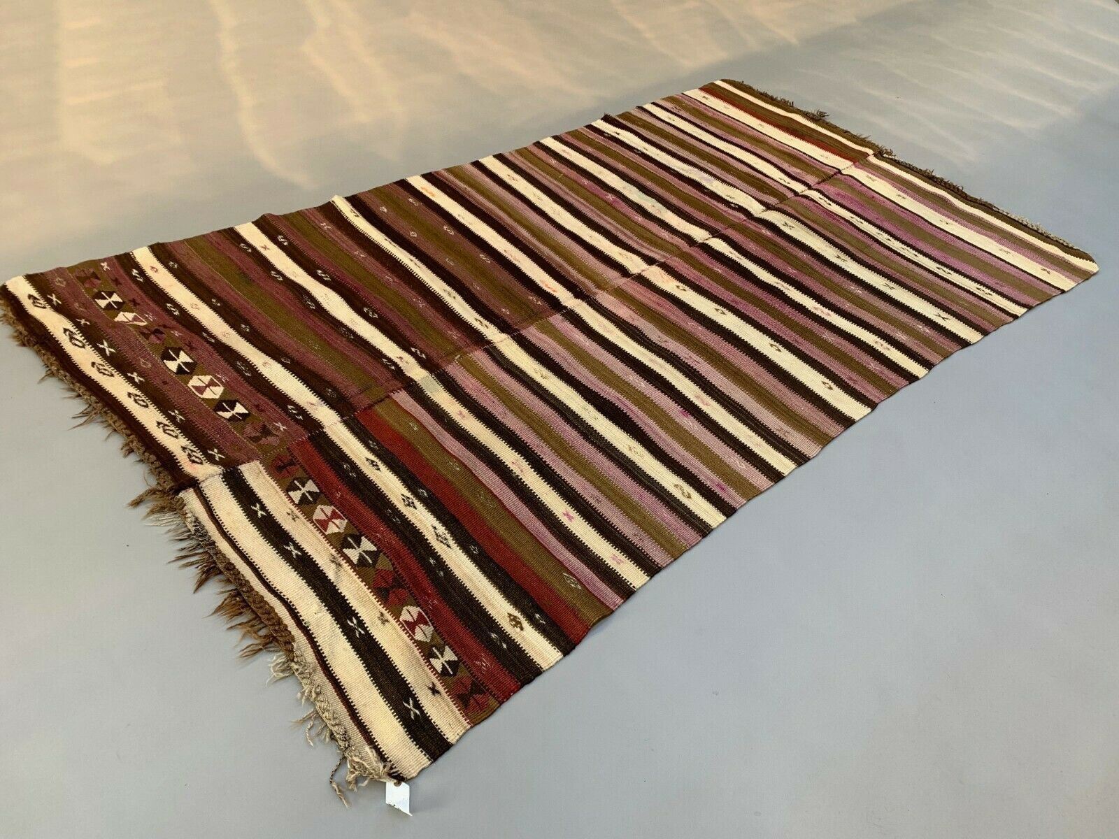 Vintage Turkish Kilim 317x170 Cm Wool Kelim Rug Large Purple, Brown, Black photo Textiles