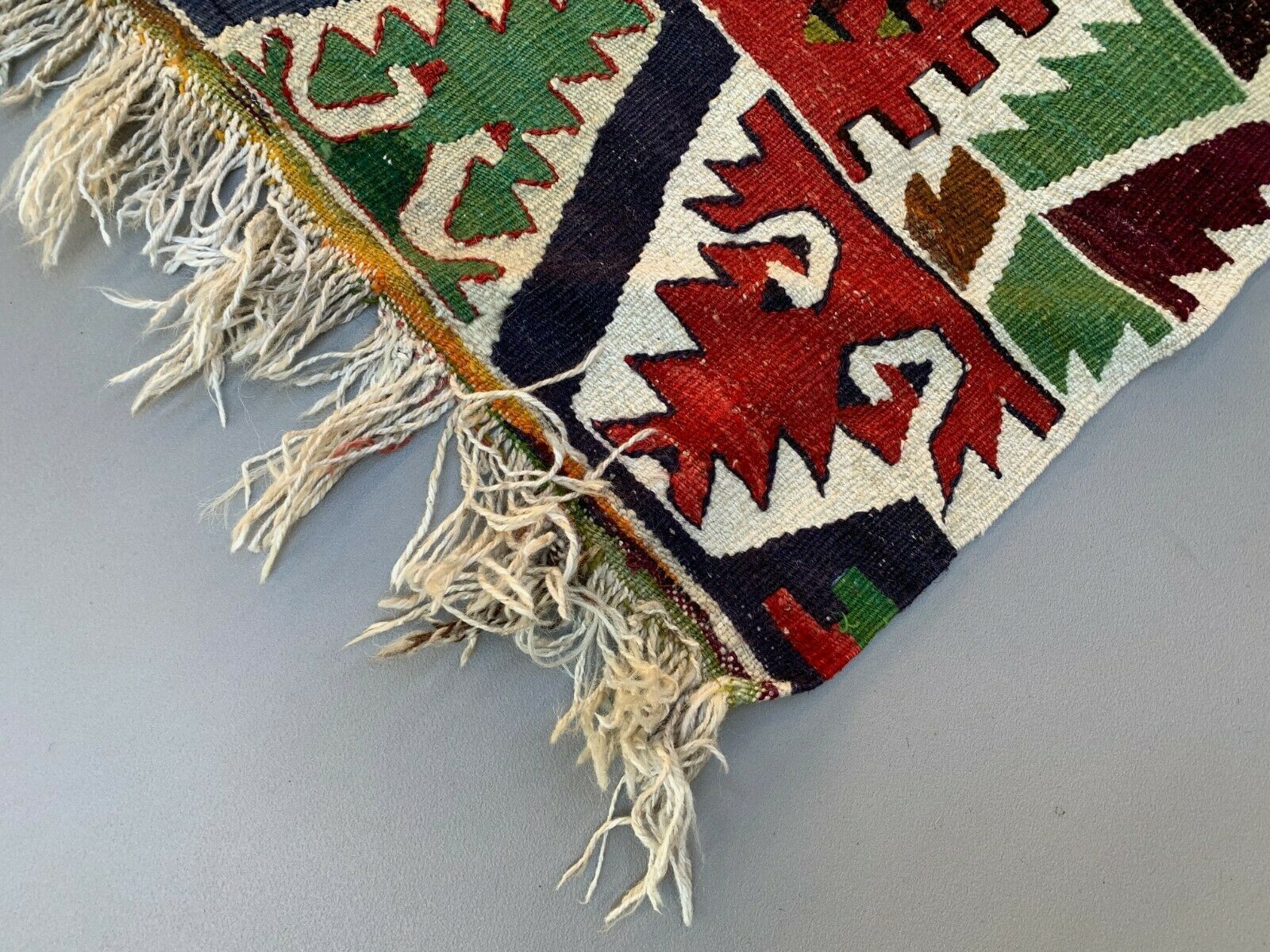 Vintage Turkish Kilim 348x154 Cm Wool Kelim Rug Large Red, Black, Green photo 1150.0
