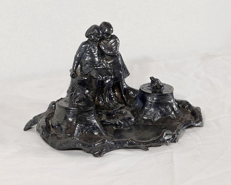 Pewter Inkwell, Art Nouveau Period – 1900 photo furniture