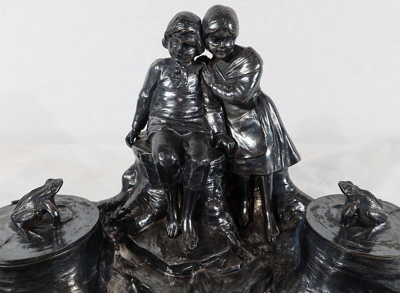 photo furniture Pewter Inkwell, Art Nouveau Period – 1900