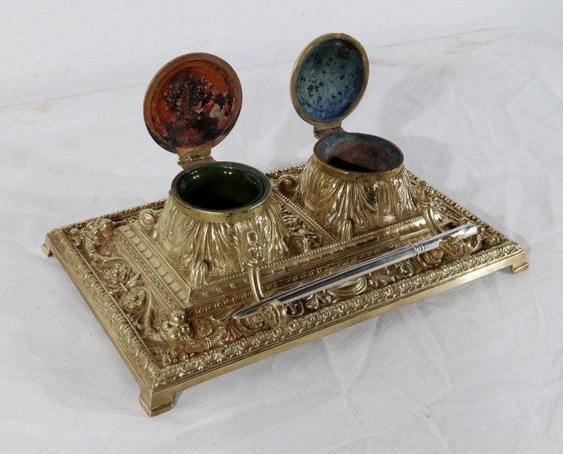 Inkwell In Gilded Bronze, In The Renaissance Style   Late 19th Century photo Home Decor