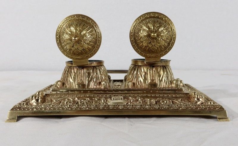 photo buy Inkwell In Gilded Bronze, In The Renaissance Style   Late 19th Century