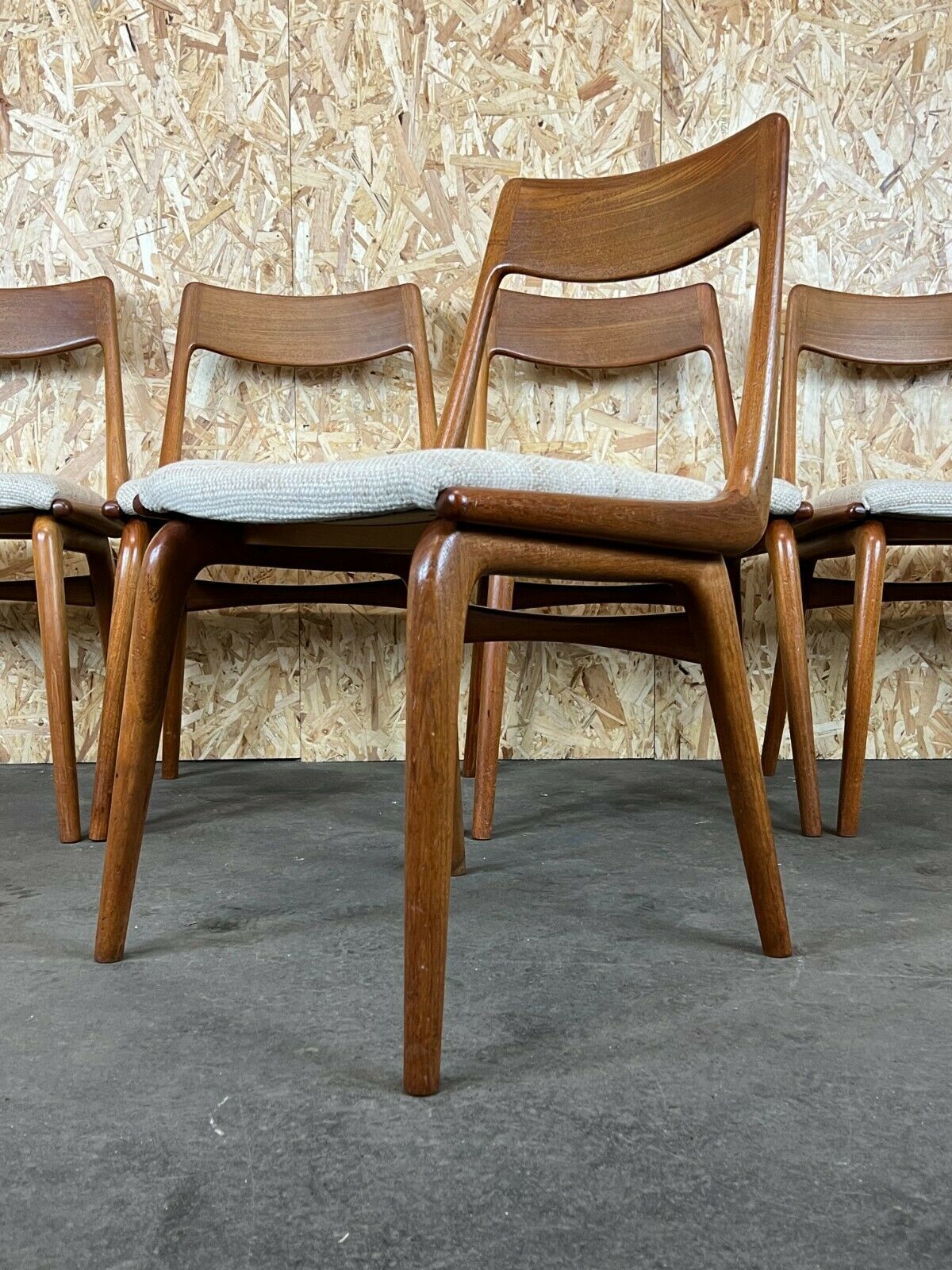 5x Boomerang Dining Chairs Alfred Christensen Slagelse Møbelværk Teak 60s 70s photo vinterior