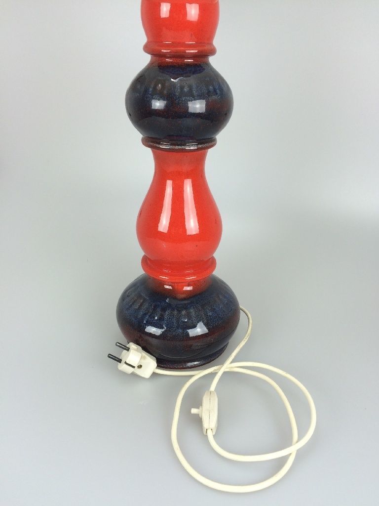 70er Jahre Lampe Leuchte Tischlampe Tischleuchte Keramik Space Age Design Rot photo Lighting