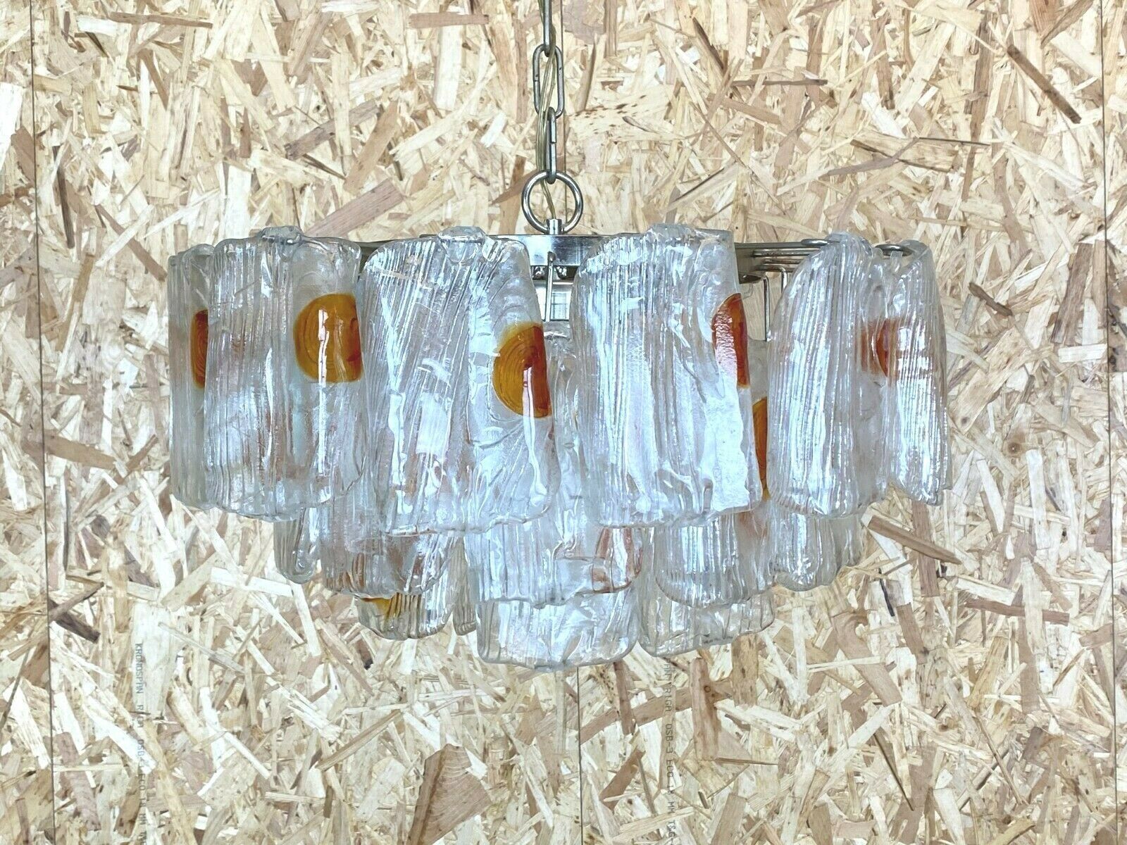 Xl 60s 70s Murano Glass Chrome Chandelier Chandelier Glass Space Age 60s
