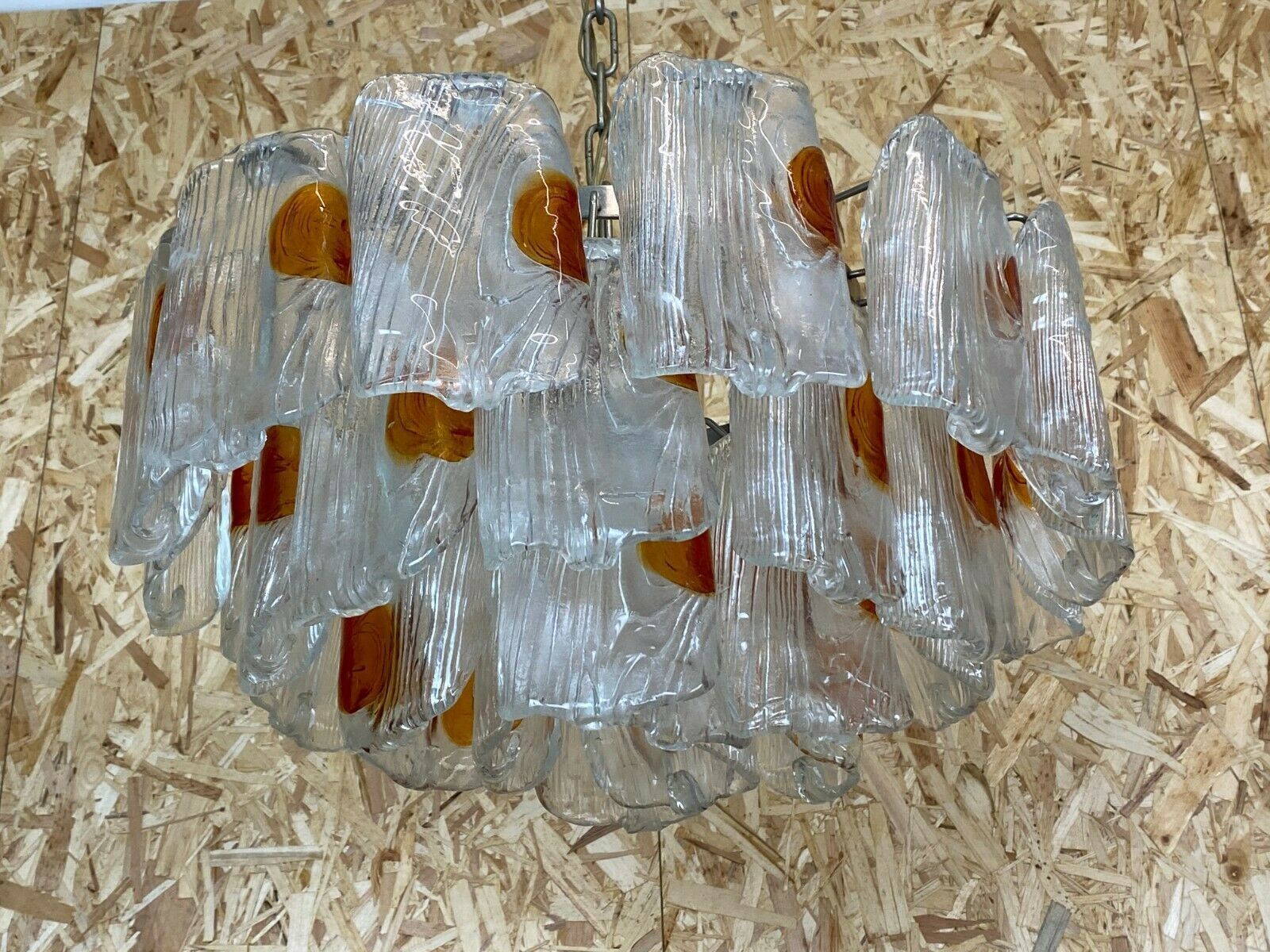 Xl 60s 70s Murano Glass Chrome Chandelier Chandelier Glass Space Age 60s photo vinterior