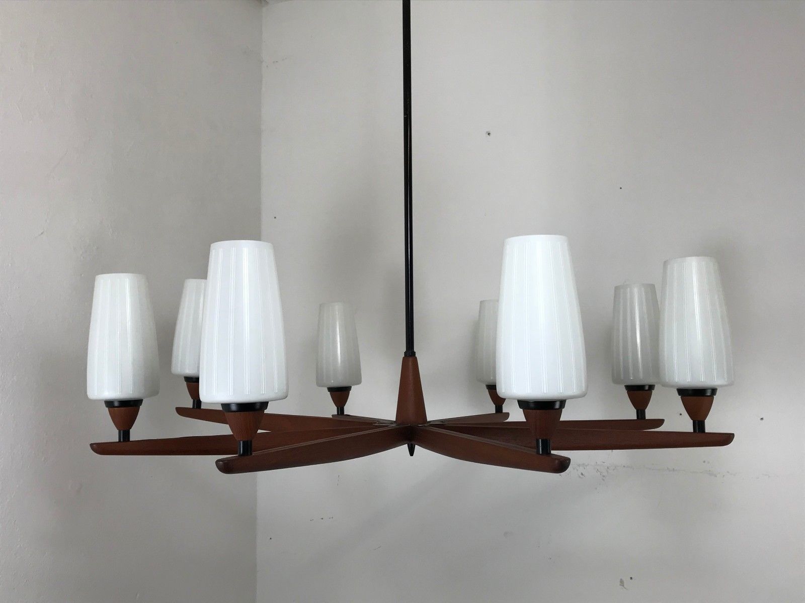 60s 70s Teak Chandelier Chandelier Uno & Osten Kristiansson For Luxus photo 1073.0