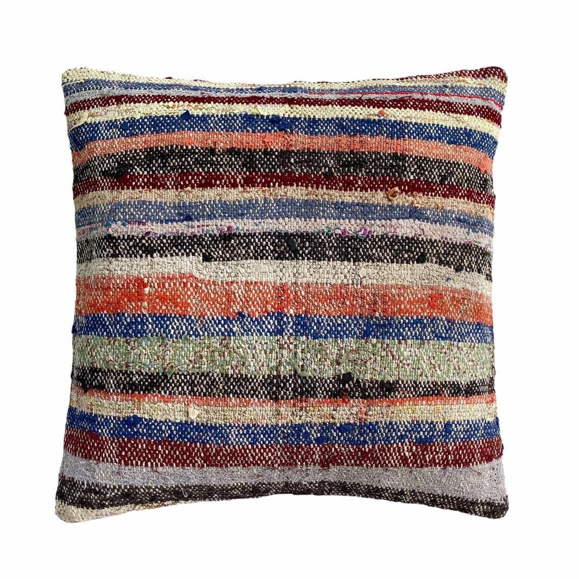Kilim Pillow 60 X 60 Cm Tapis Kelim Kilim Pillow Cover Vintage Meditation Bench Kelim Teppich Boho Kilim Cushion Kilim Sofa Turkish Pillow photo for sale