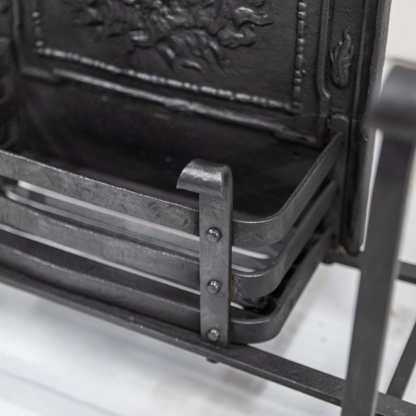 photo furniture Antique Ornate Fire Basket Grate & Andiron Set