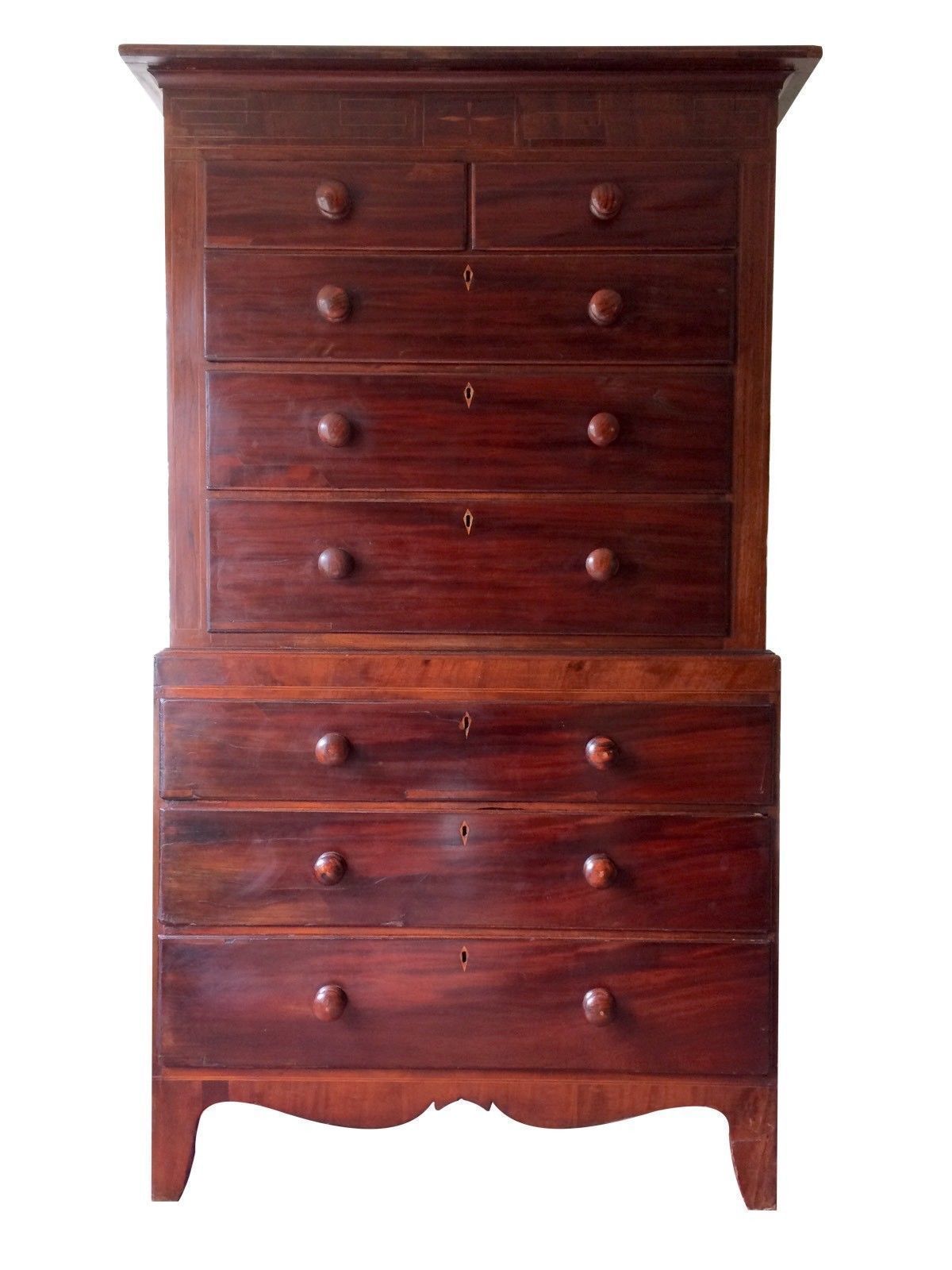 Huge Antique Early Victorian Chest On Chest Tallboy Chest Of Drawers Mahogany