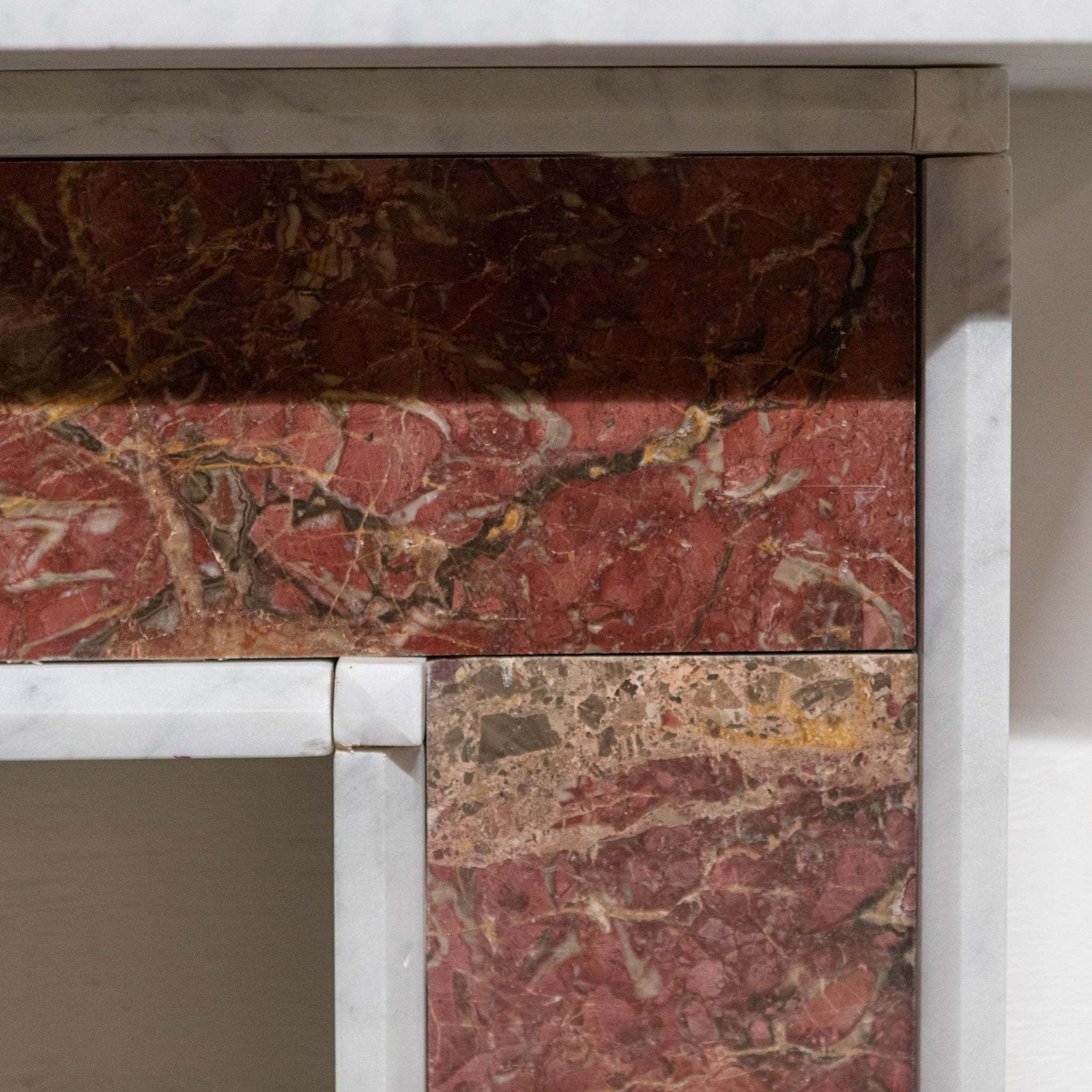 Regency Style Carrara & Rouge Marble Fireplace Surround photo vintage