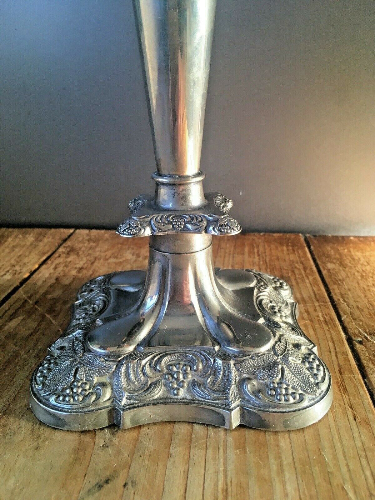 photo for sale Quality English Silver Plated Leaf And Berry 3 Branch Candle Holder Candelabrum