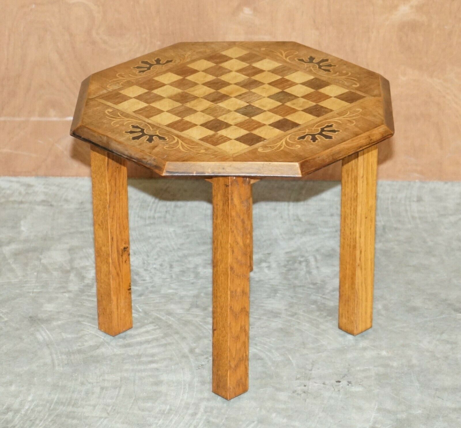 Vintage Mahogany Satinwood & Walnut Chess Games Table Ideal As A Side End Piece photo furniture