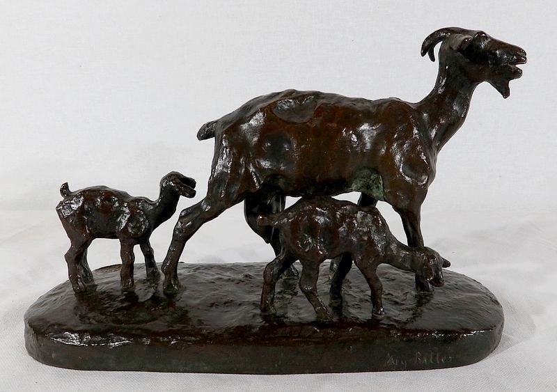 Bronze "Goat And Its Kids" By A.Bitter, 1st Part Of The 20th Century photo buy