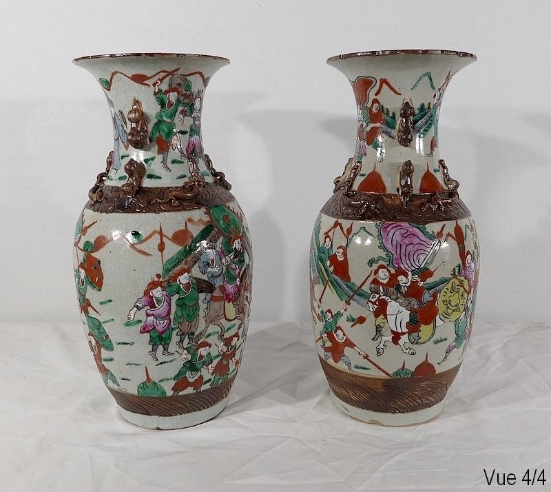 Pair Of Nanking Porcelain Vases, China   Late 19th Century photo buy