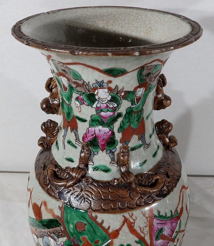 Pair Of Nanking Porcelain Vases, China   Late 19th Century photo vintage