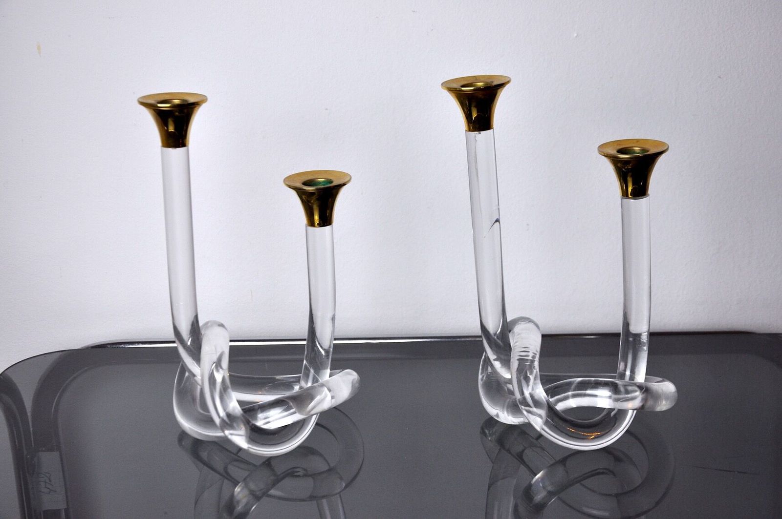 Pair Of Candle Holders Dorothy Thorpe Lucite 1970 photo furniture