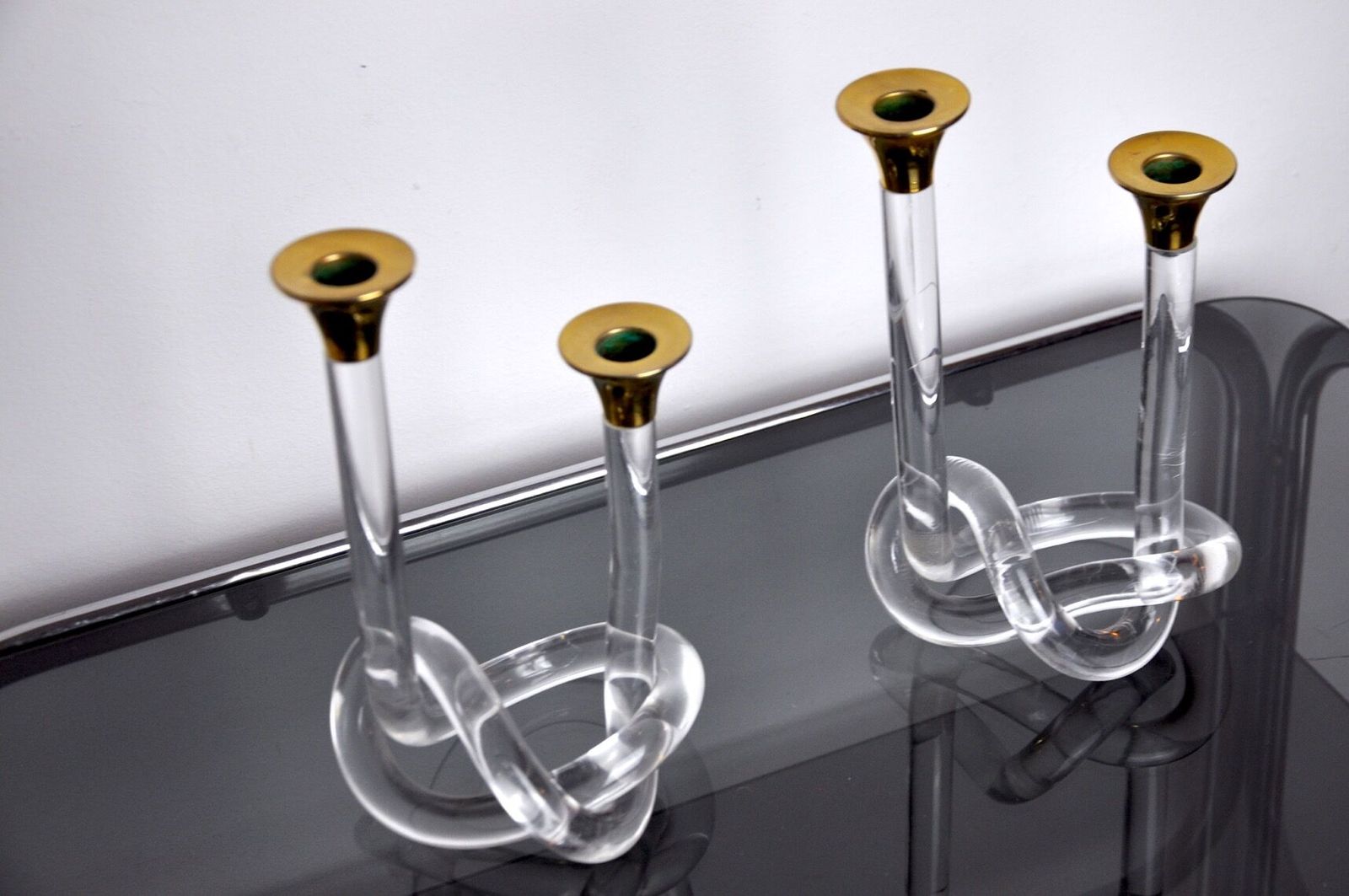 Pair Of Candle Holders Dorothy Thorpe Lucite 1970 photo Home Decor