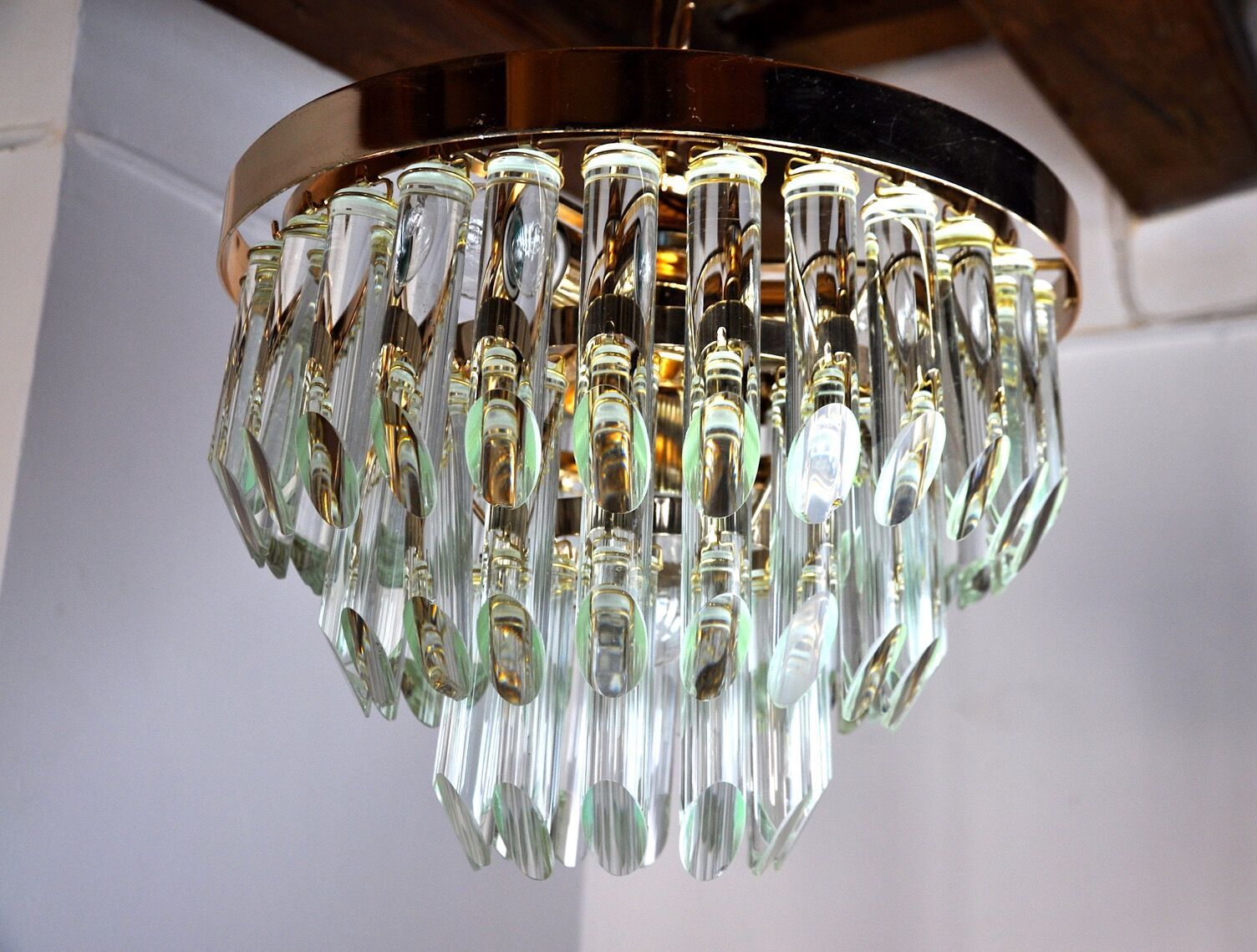 Venini Glass Chandelier 3 Levels Italy 1970 photo for sale