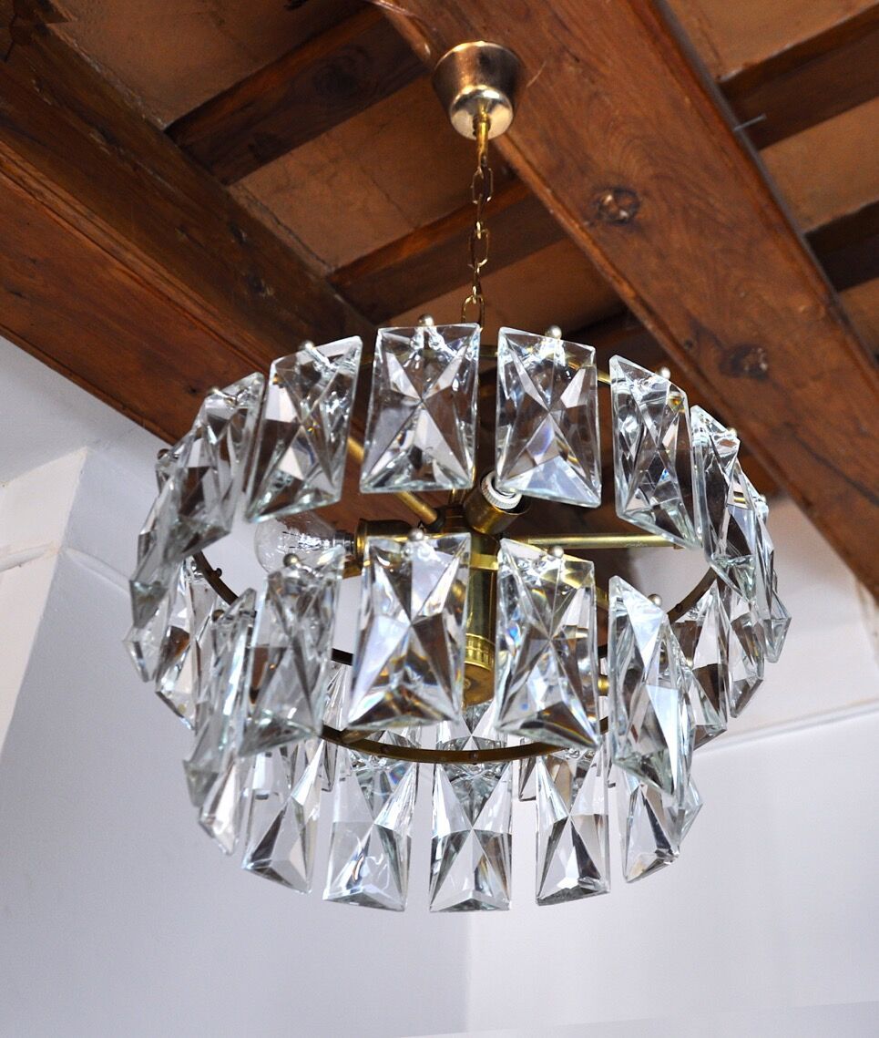 Kinkeldey Chandelier 2 Levels Crystals Germany 1970 photo furniture