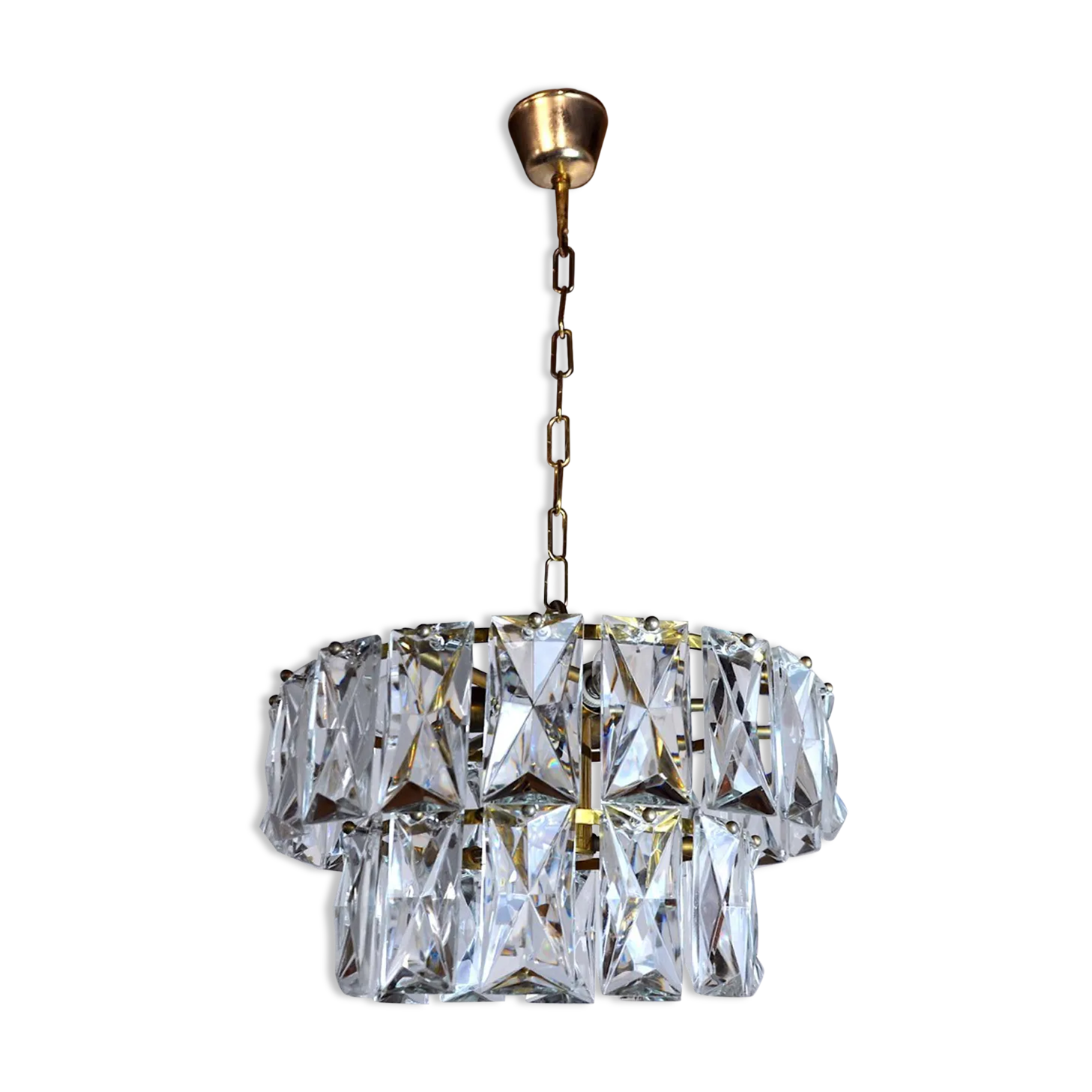 photo furniture Kinkeldey Chandelier 2 Levels Crystals Germany 1970