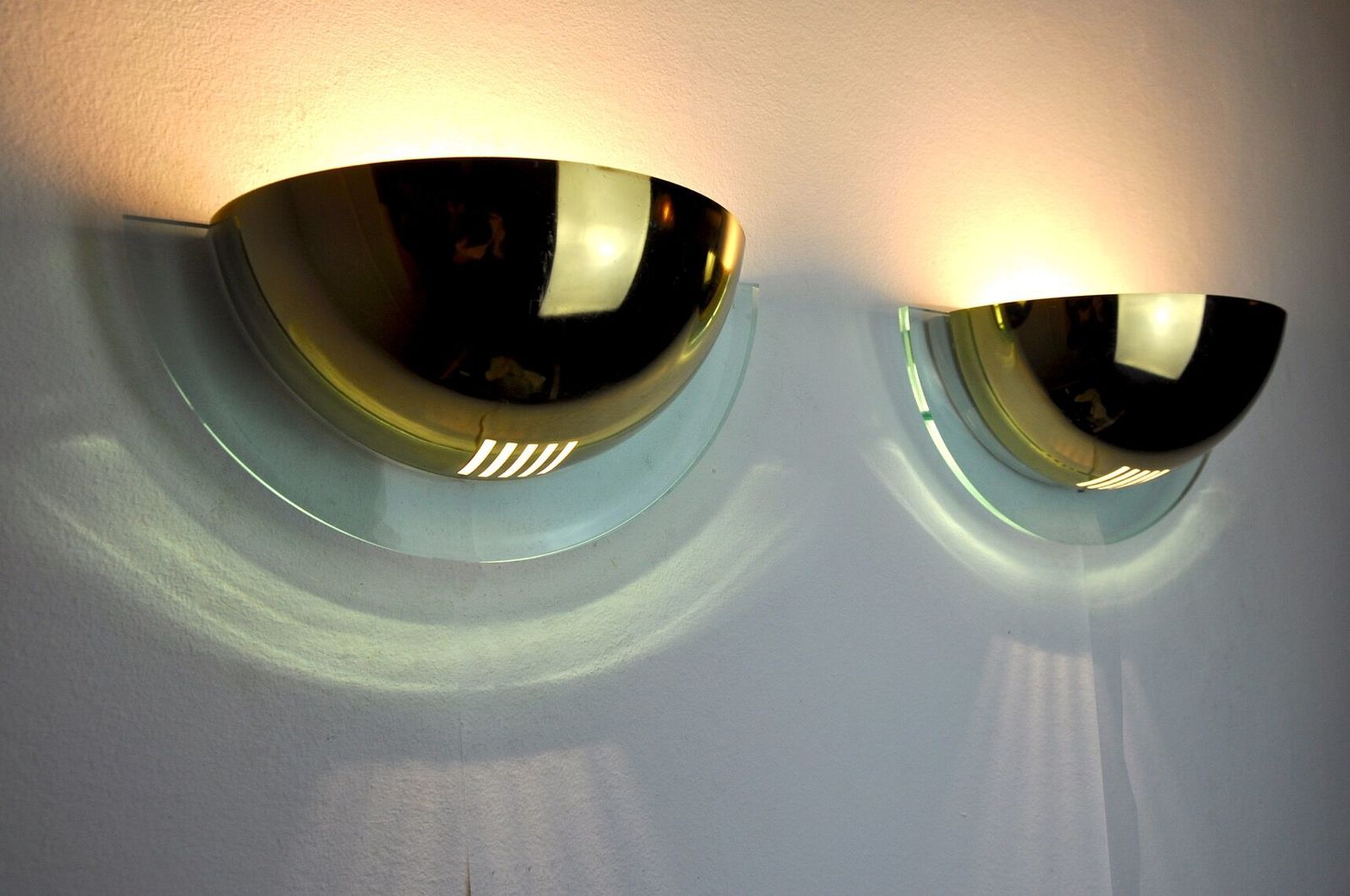 Pair Of Regency Wall Lamps By Gs Demi Lunes Germany 1970 photo buy