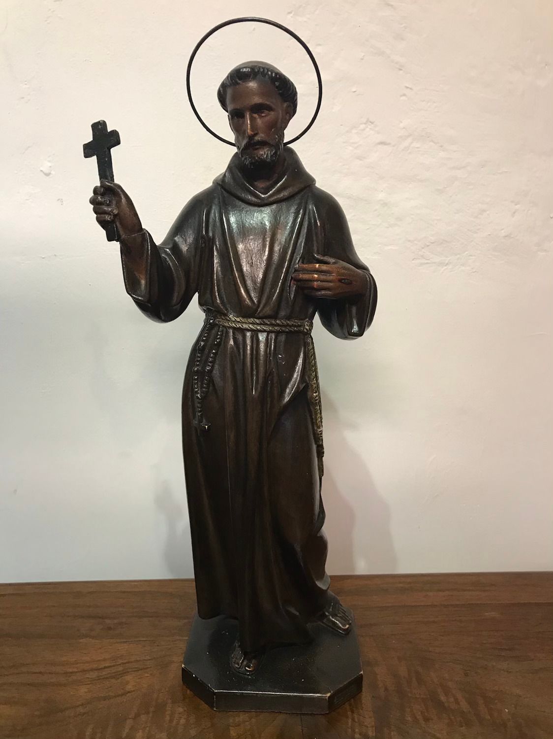 St. Francis Of Assisi Wood And Plaster Statue, Early 20th C. photo furniture