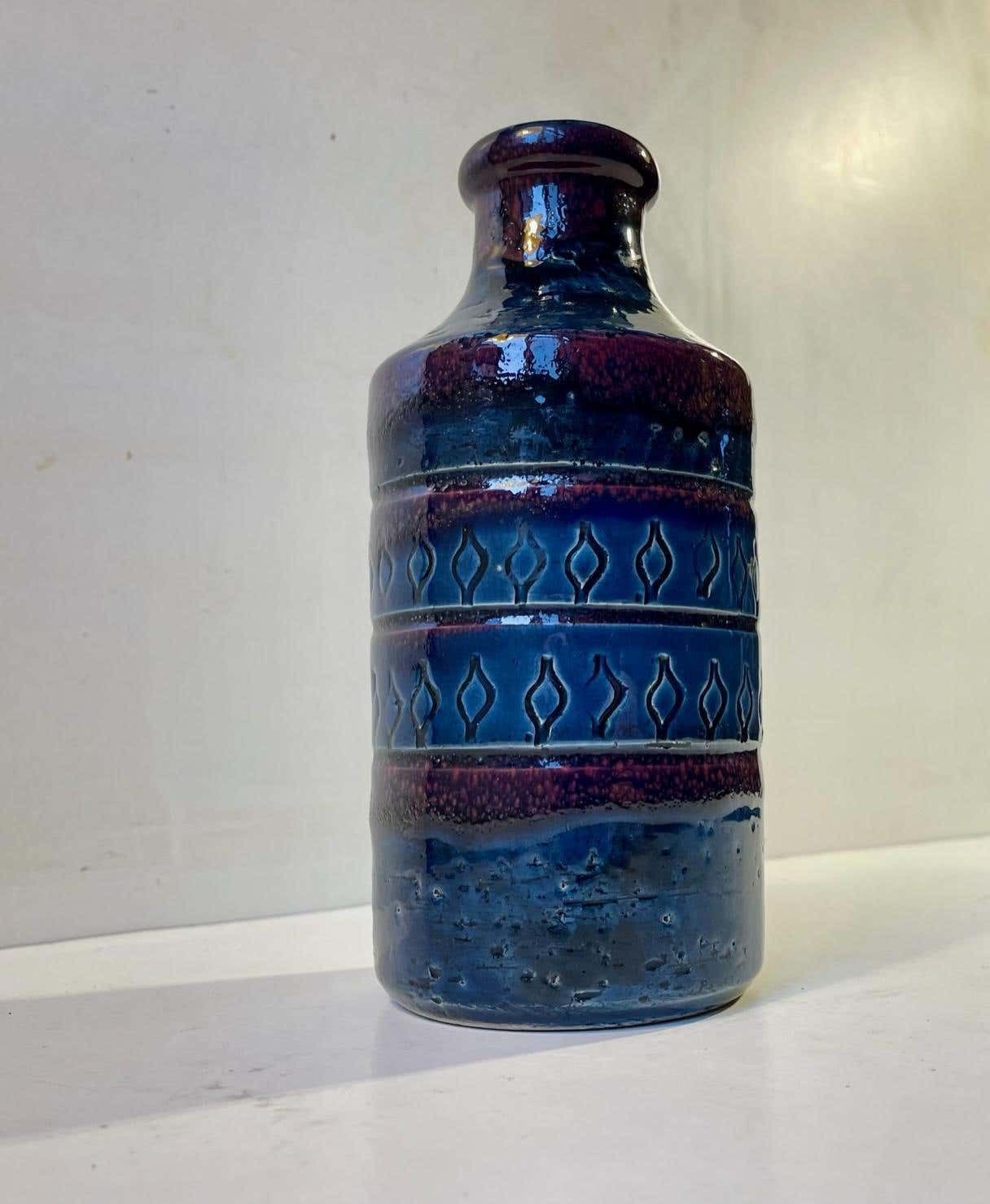 Italian Stoneware Vase In Blue And Purple Glaze From Bitossi, 1960s photo 462.0