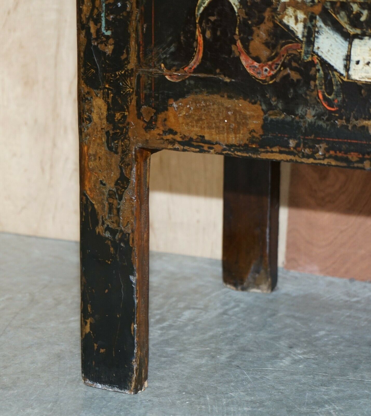 Antique Circa 1800 Chinese Hand Painted Wedding Cabinet Housekeepers Cupboard photo vinterior