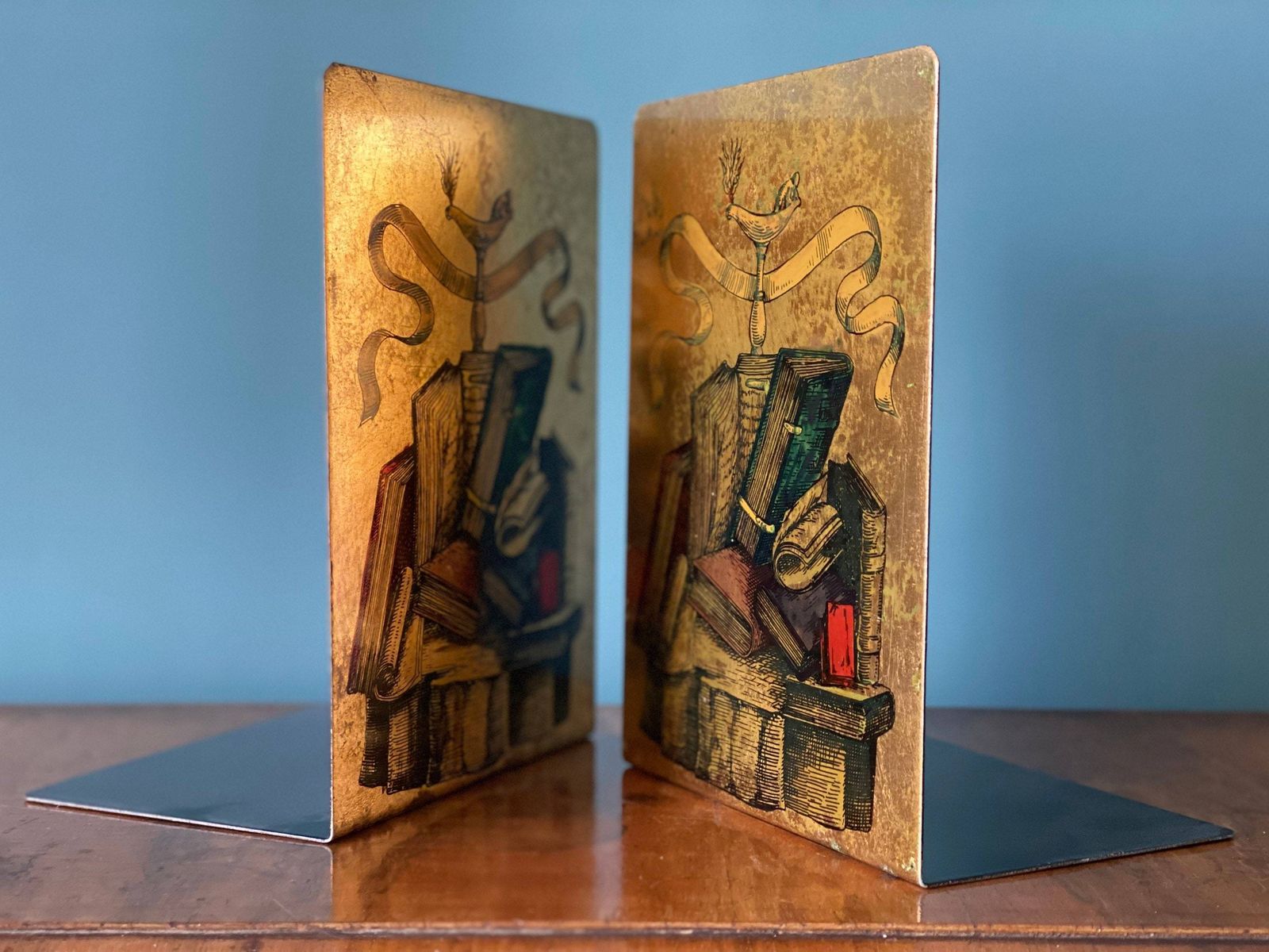 Vintage Italian Felice Galbiati Metal Painted Bookends photo Home Decor
