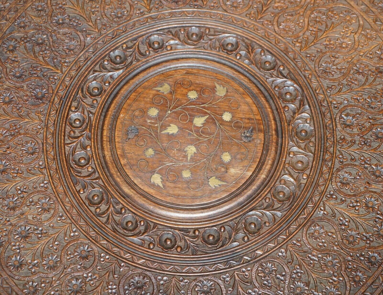 Hand Carved Burmese Folding Rosewood Antique Octagonal Side End Lamp Wine Table photo Furniture