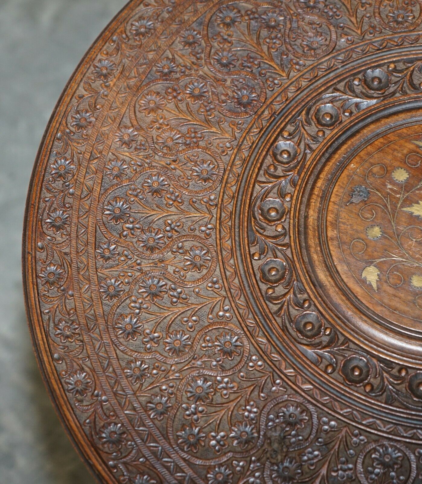 Hand Carved Burmese Folding Rosewood Antique Octagonal Side End Lamp Wine Table photo 1250.0