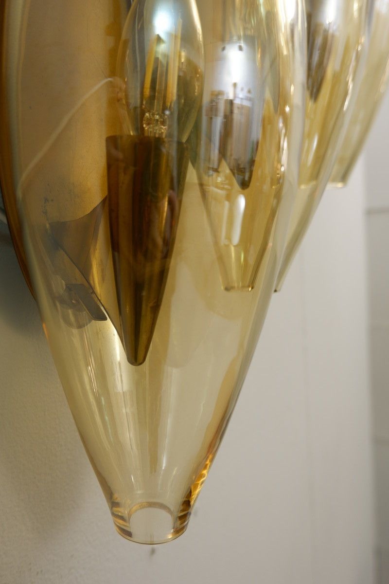 1970's Italian Murano Smoked Glass Sconce In Amber photo Lighting