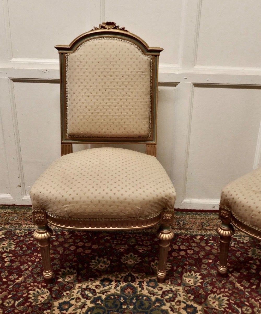 A Pair Fine Quality French Gilt Salon Chairs Circa 1880 photo Furniture