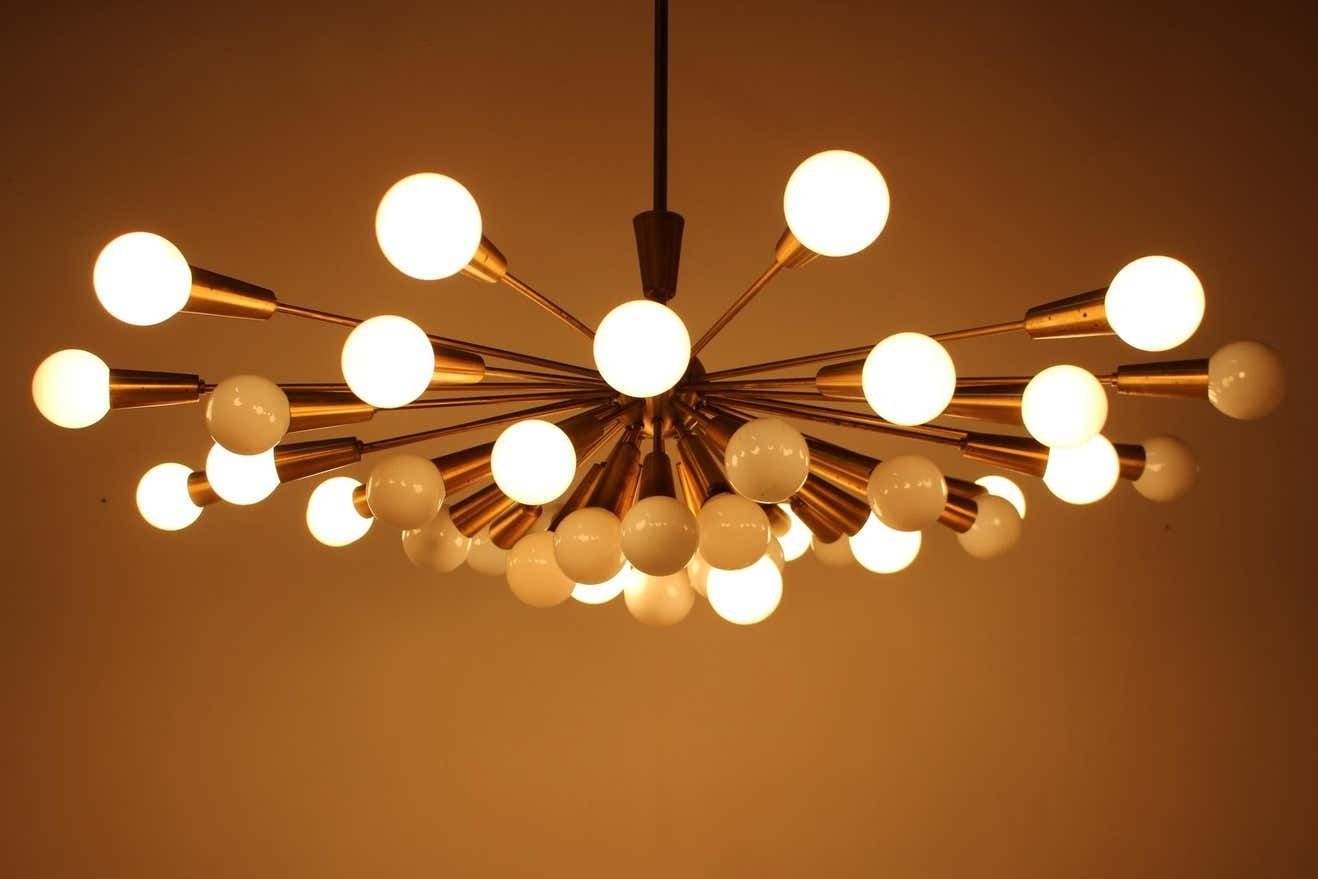 photo buy Set Of Four Huge Rare Mid Century Chandeliers Sputnik, Atomic, 1960s