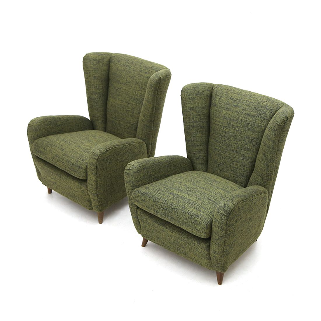 Pair Of Armchairs In Green Fabric, 1940s photo furniture