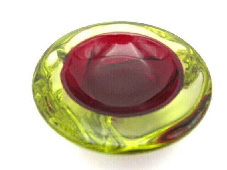 Jelly Mould Bowl Rare Red Yellow Murano 50s Archimede Seguso Sommerso Art Glass photo furniture