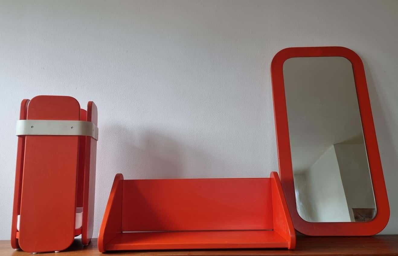 Mid Century Umbrella Stand, Mirror And Shelf Meblo, Space Age, 1970s photo Home Decor