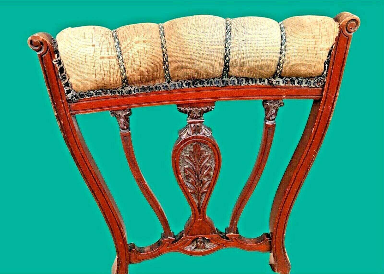 A Pair Of Antique Carved Walnut Nursing Chairs / Bedroom Chairs photo Furniture